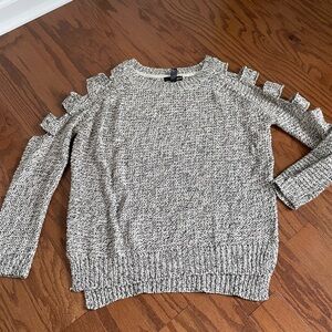 Aqua Cut-out Shoulder Sweater